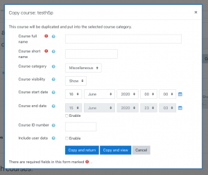 Moodle - Configuració del duplicado de un curso